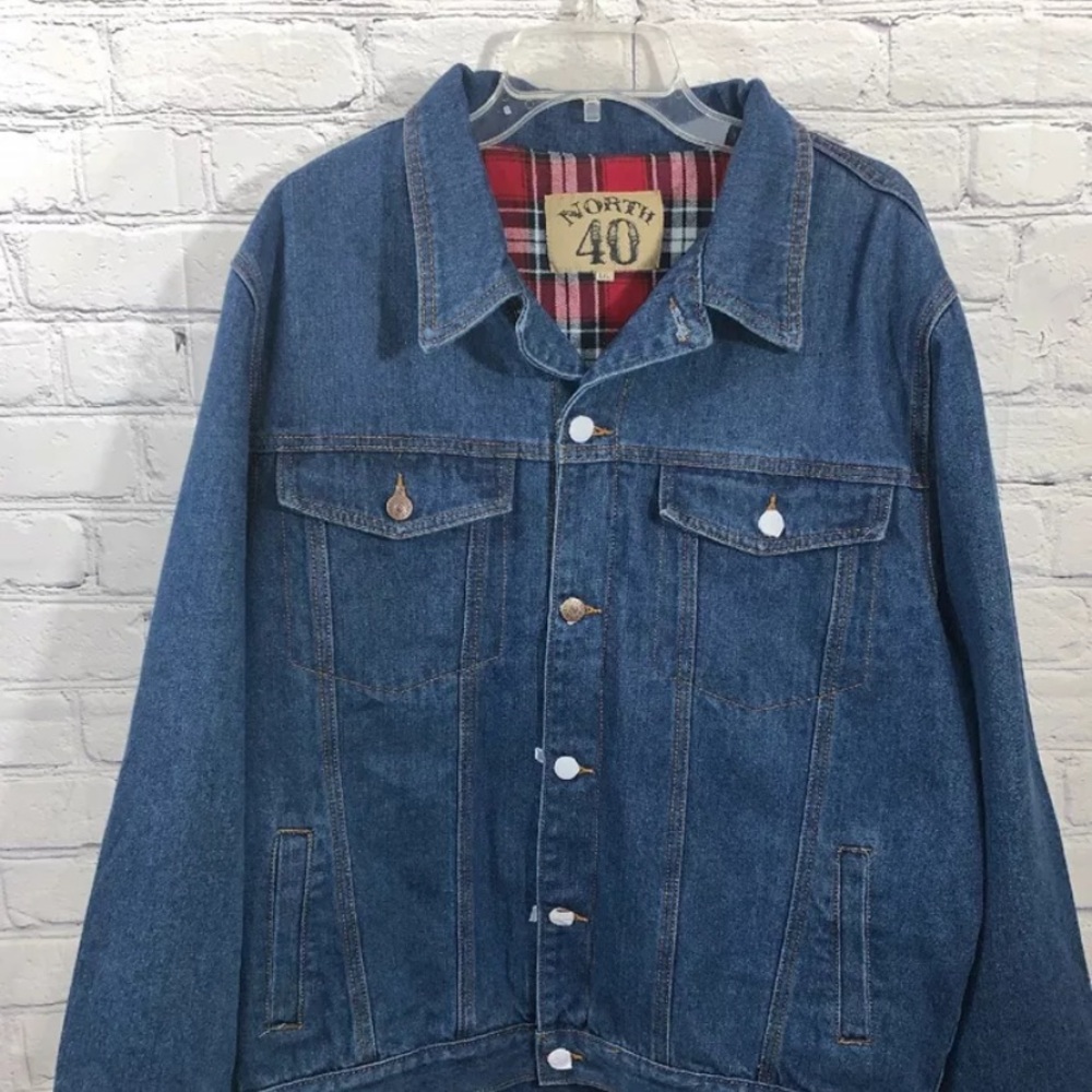 NWT North 40 Denim Jean Jacket Fleece Line Large